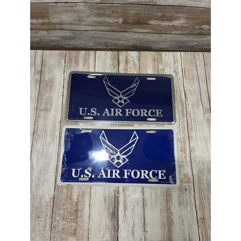 US Air Force License Plate Set of 2 Embossed Metal USAF Logo Blue Silver READ